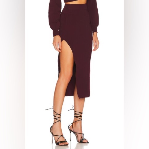 Michael Costello x Revolve BLACK Cut Out Medium Knit Midi Skirt in Small - Picture 2 of 7